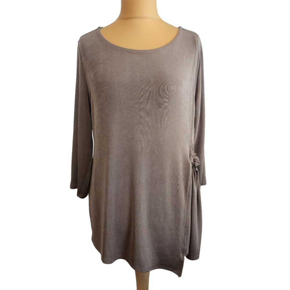 Chico's Travelers Womens Brown/Tan Faux Wrap Top Size 2 (12/14)